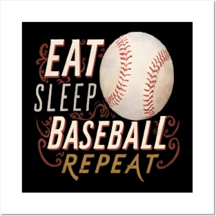 Eat Sleep Baseball Repeat Funny Baseball Player Posters and Art